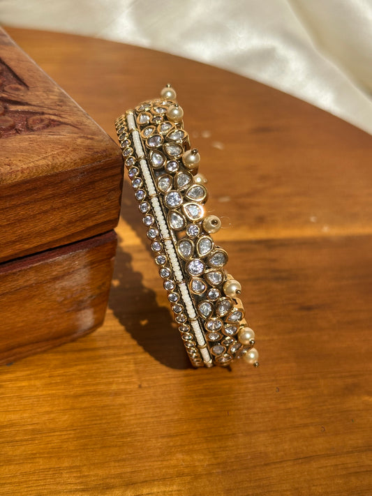 Kundan Moissanite Kada Bracelet